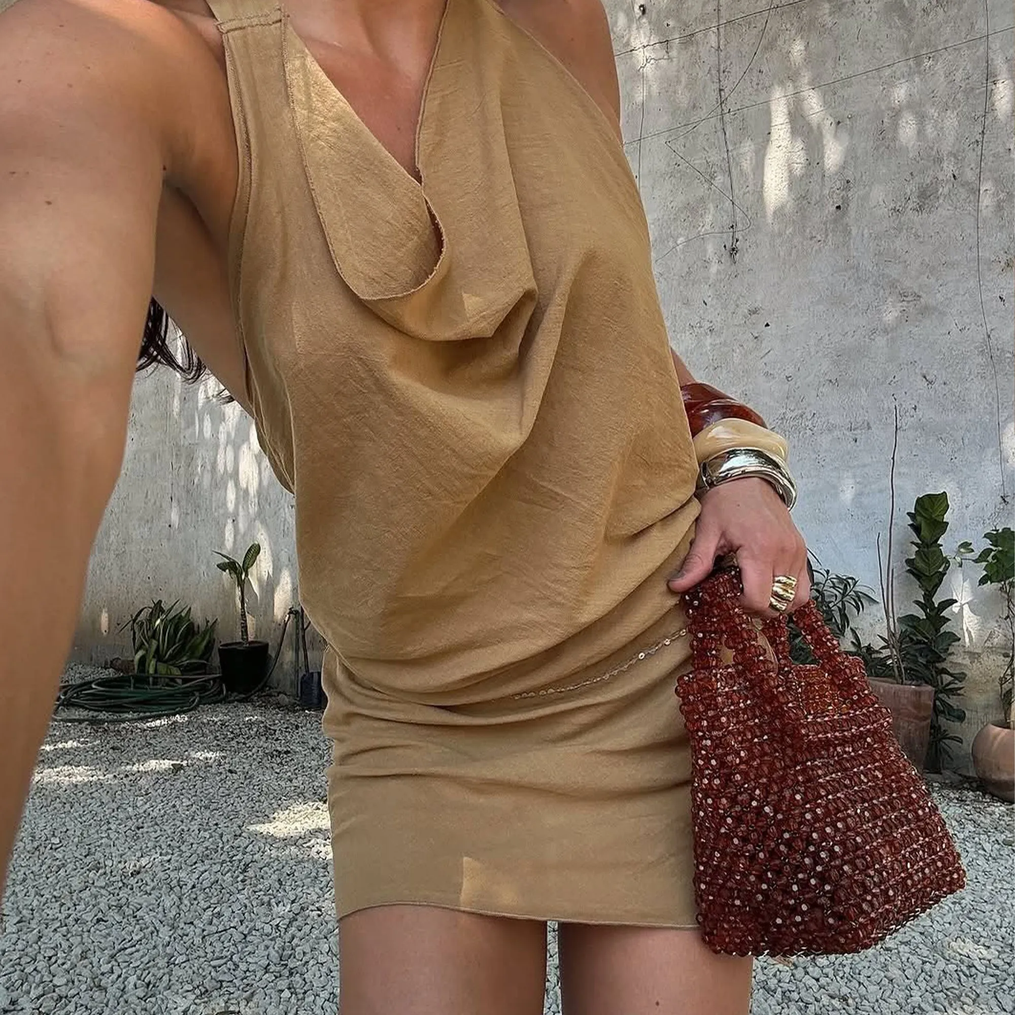 MAREL HANDBAG AMBER BEADED
