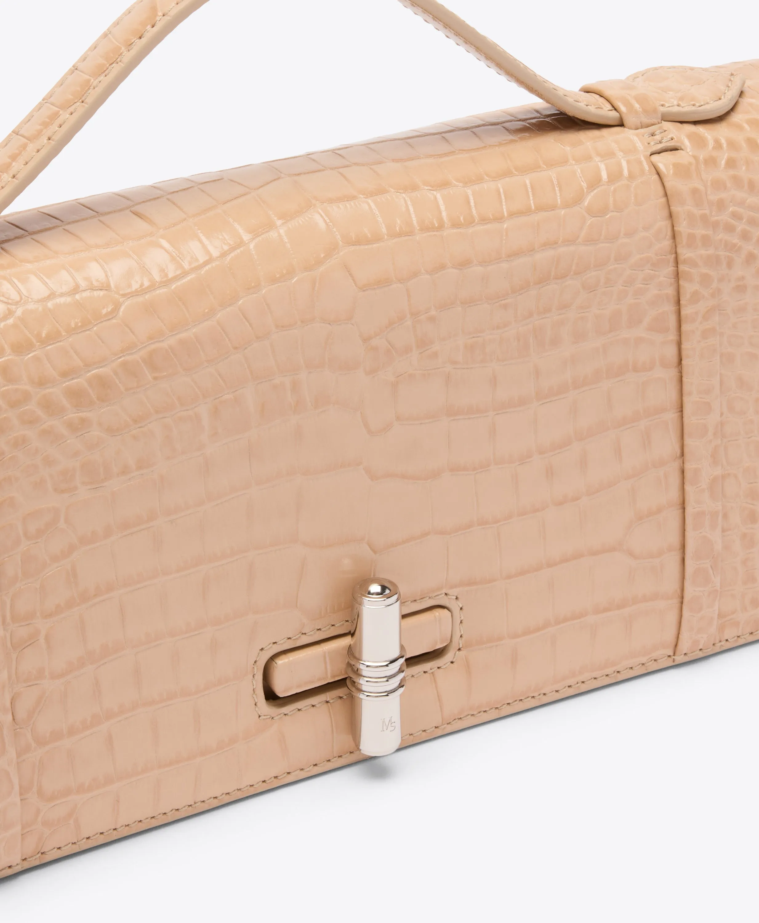 May Buff Embossed Leather Clutch Bag