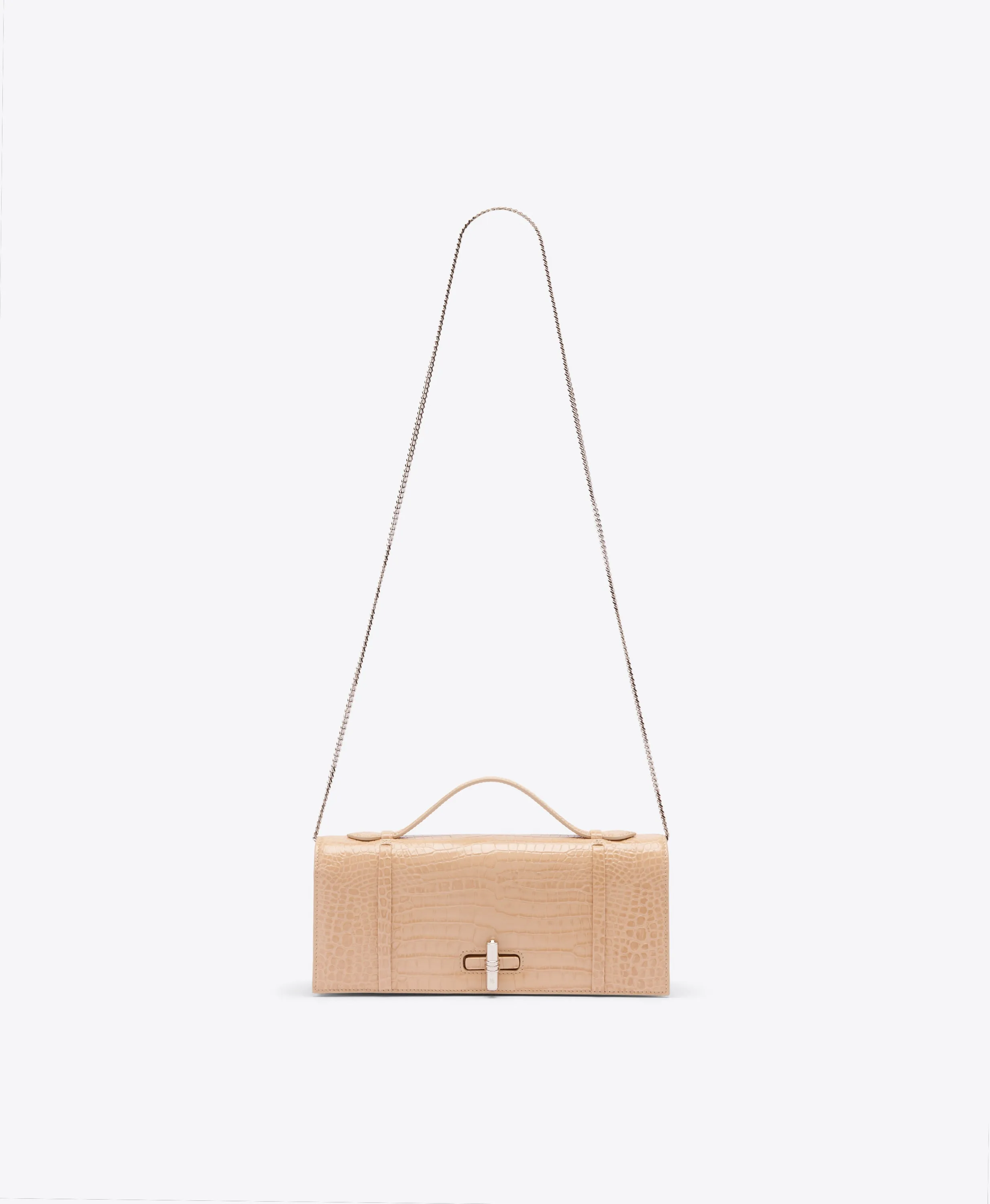 May Buff Embossed Leather Clutch Bag