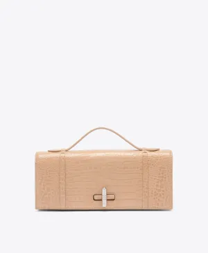 May Buff Embossed Leather Clutch Bag
