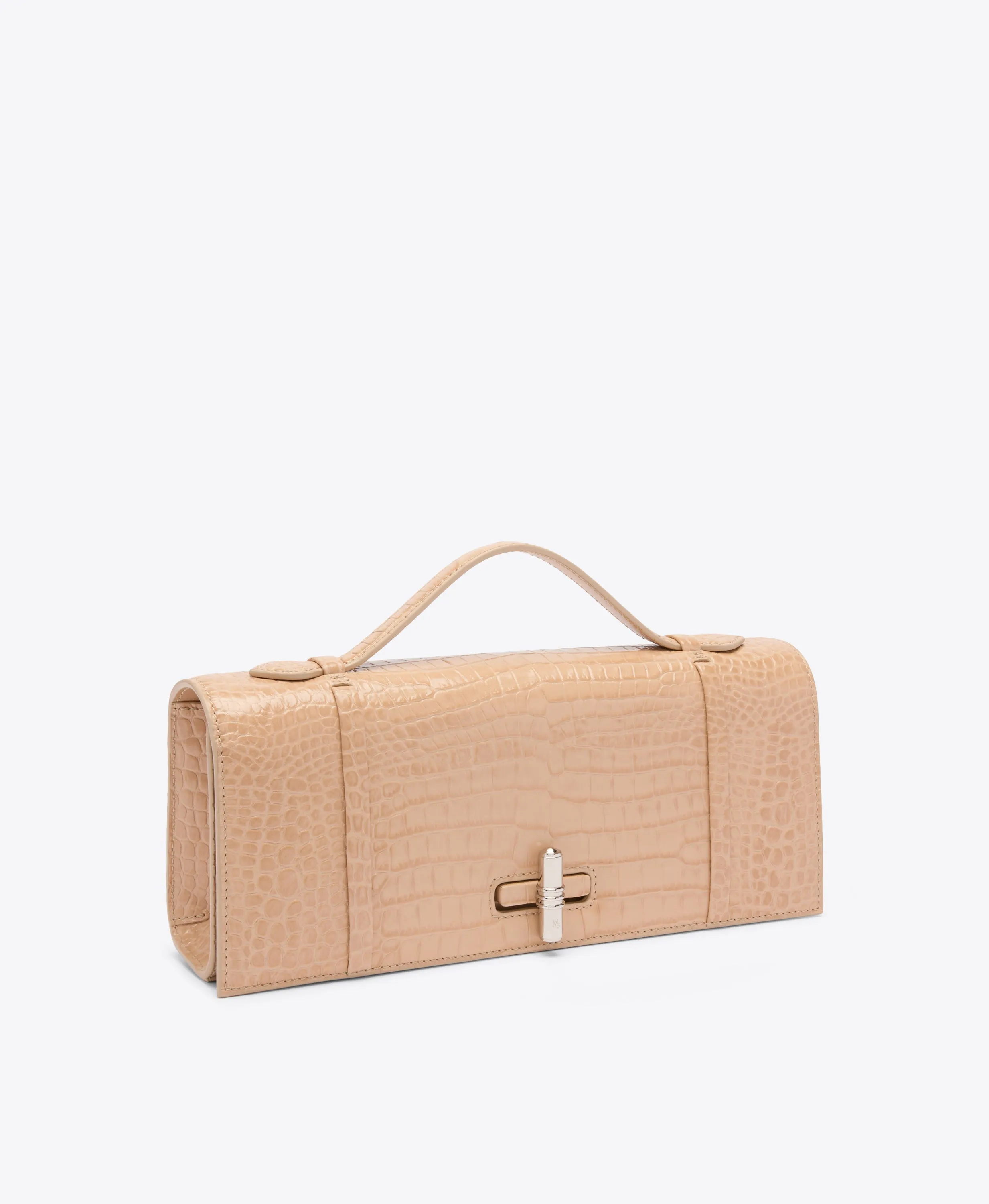 May Buff Embossed Leather Clutch Bag