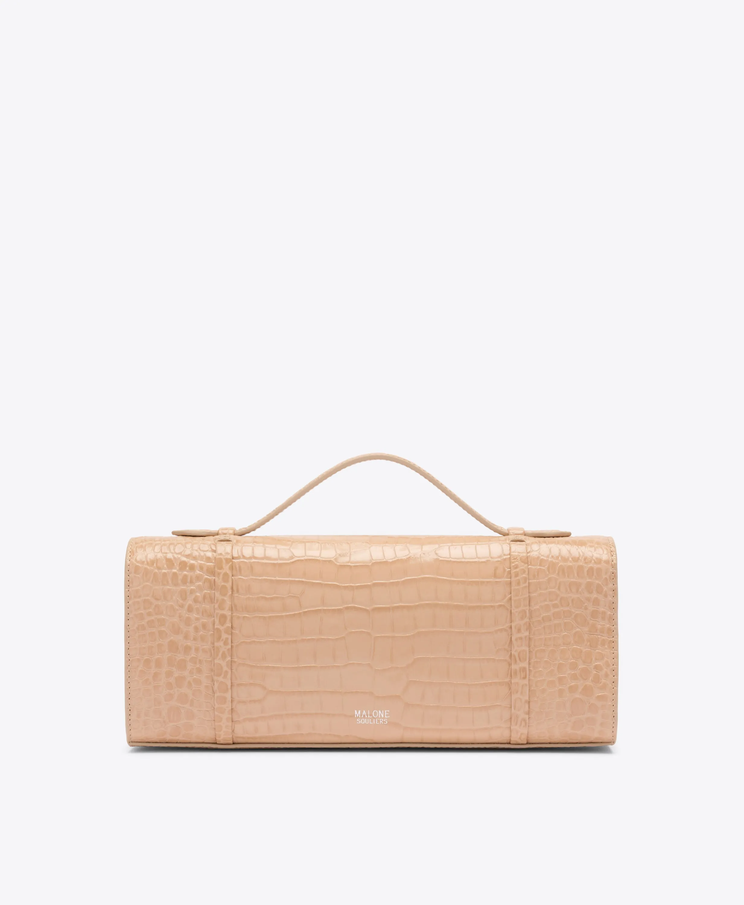 May Buff Embossed Leather Clutch Bag
