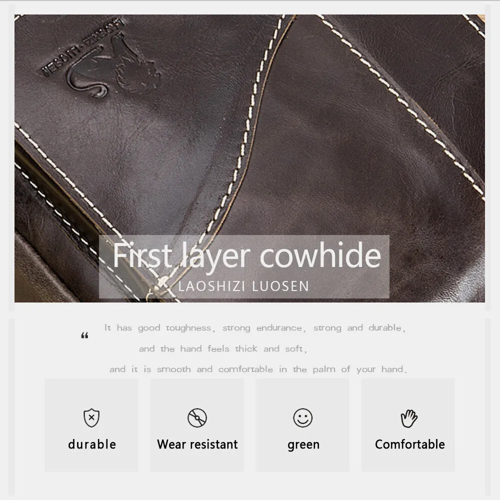 Men Genuine Leather Wear-resistant Large Capacity Vintage Cowhide Crossbody Bags Shoulder Bag Single Bag
