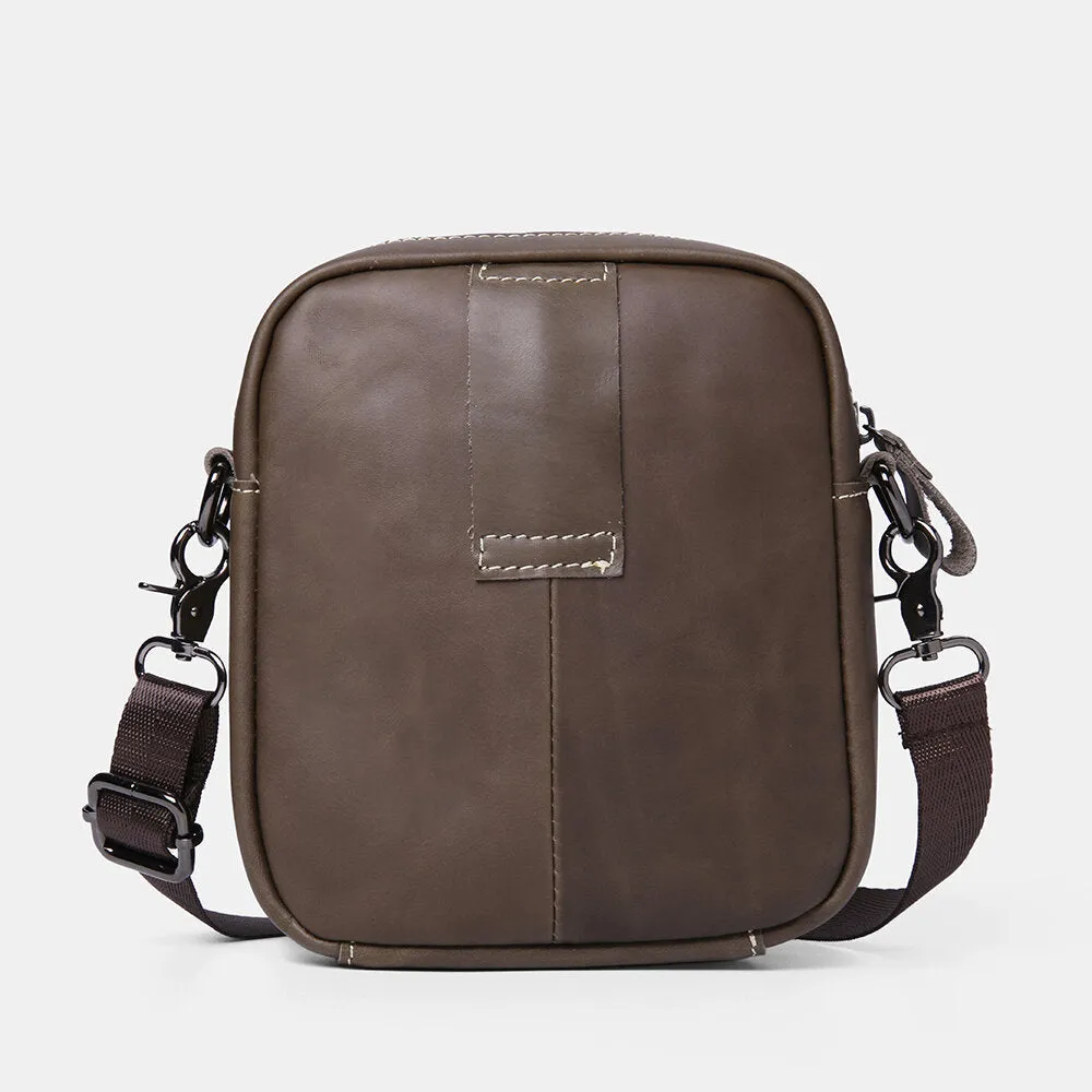 Men Genuine Leather Wear-resistant Large Capacity Vintage Cowhide Crossbody Bags Shoulder Bag Single Bag