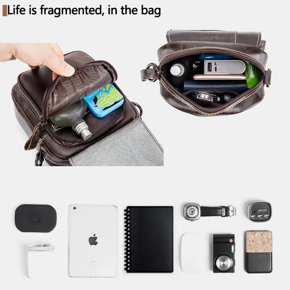 Men Genuine Leather Wear-resistant Large Capacity Vintage Cowhide Crossbody Bags Shoulder Bag Single Bag