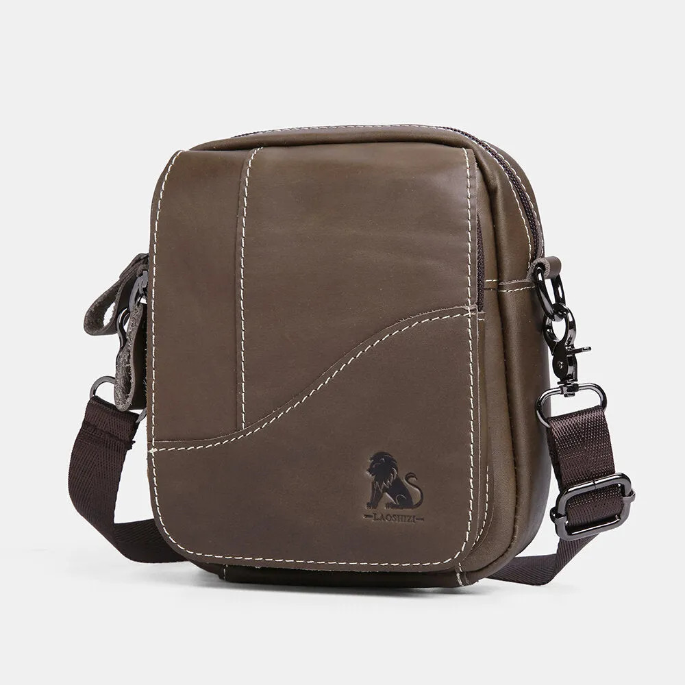 Men Genuine Leather Wear-resistant Large Capacity Vintage Cowhide Crossbody Bags Shoulder Bag Single Bag