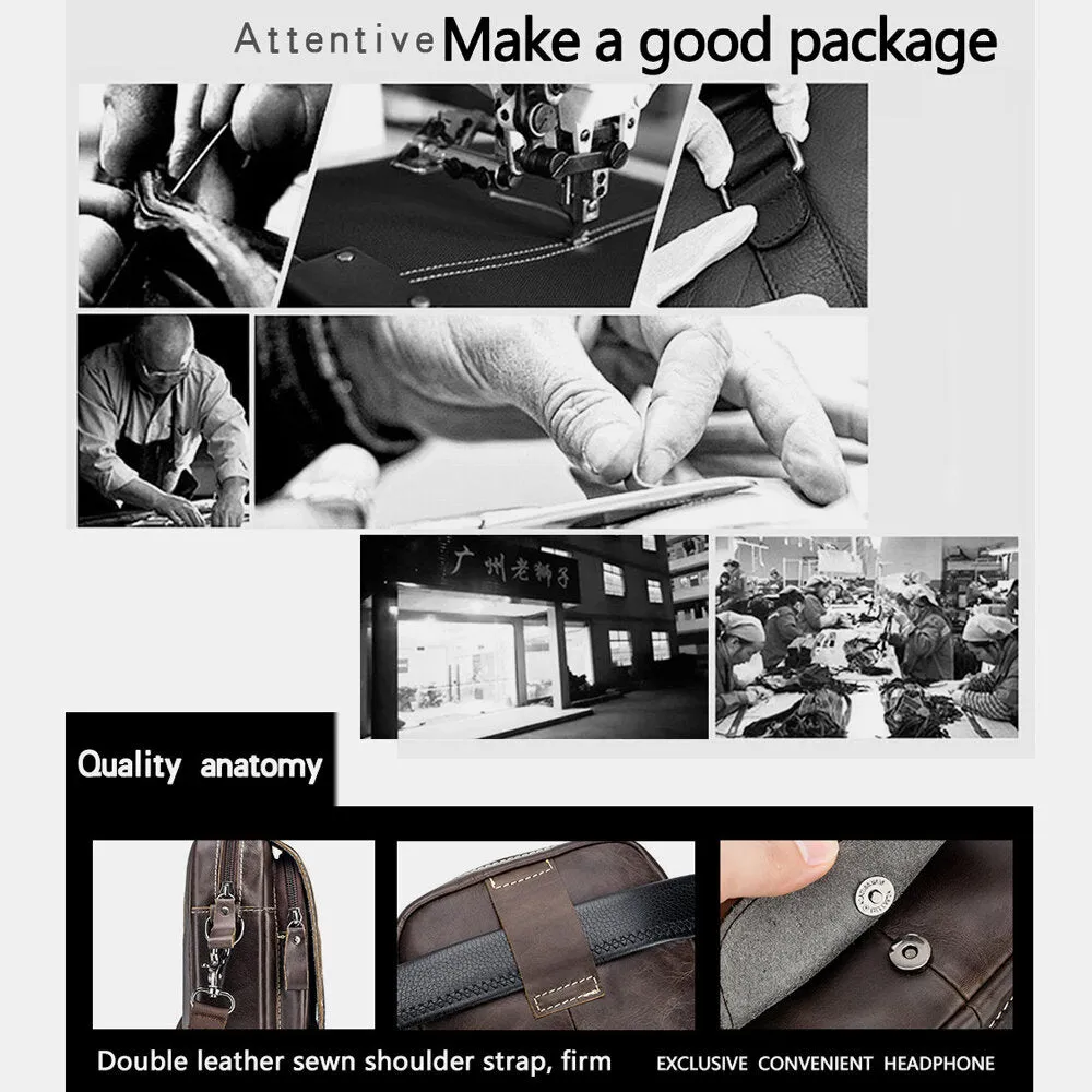 Men Genuine Leather Wear-resistant Large Capacity Vintage Cowhide Crossbody Bags Shoulder Bag Single Bag