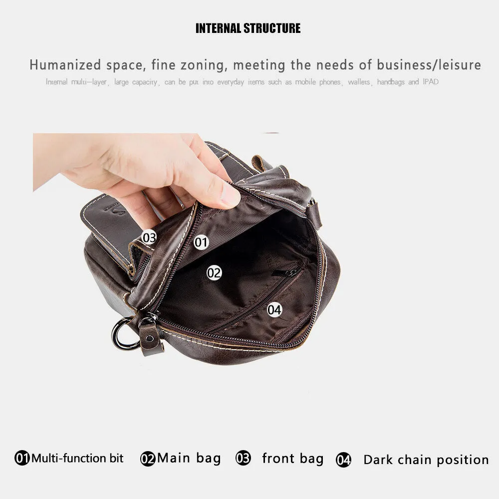 Men Genuine Leather Wear-resistant Large Capacity Vintage Cowhide Crossbody Bags Shoulder Bag Single Bag