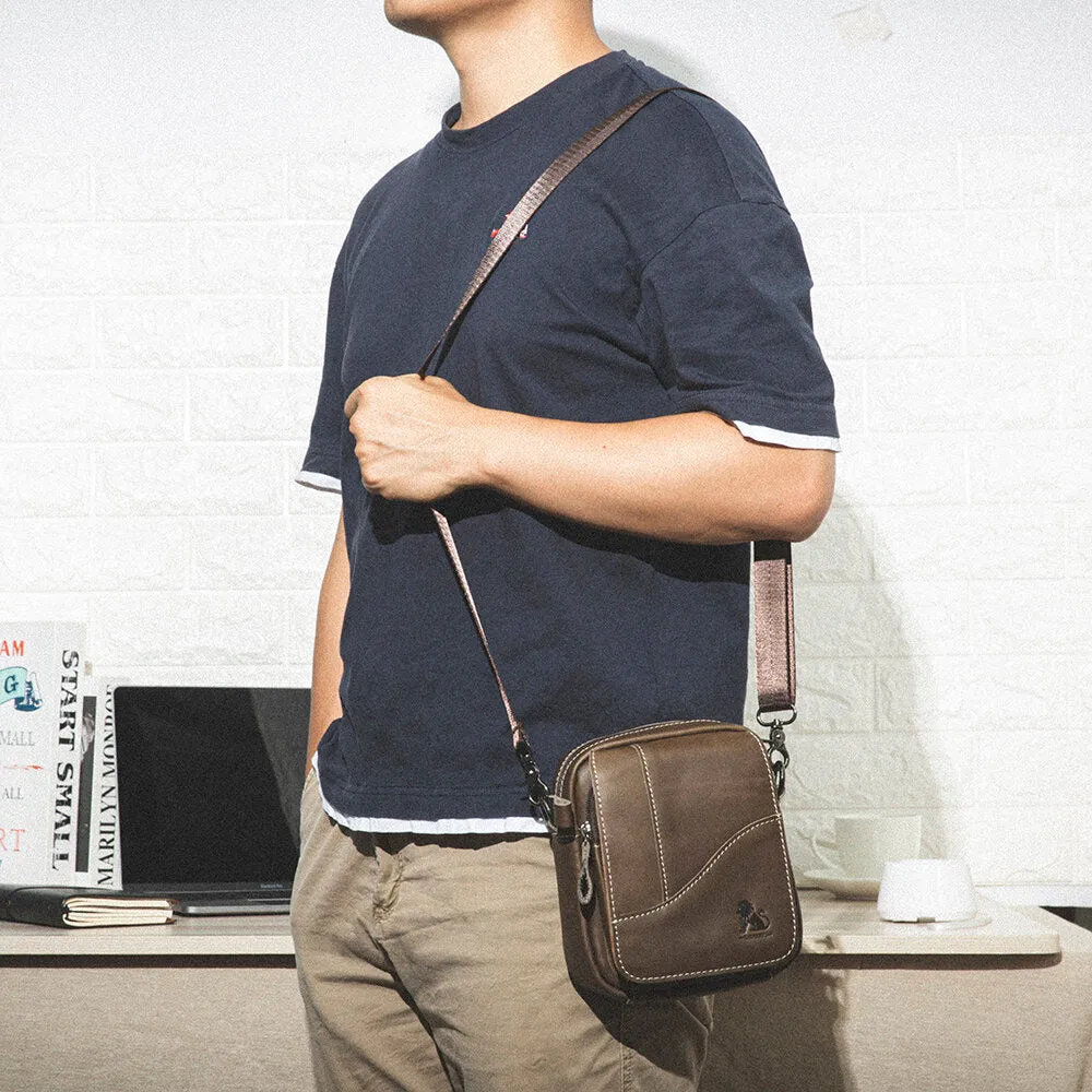 Men Genuine Leather Wear-resistant Large Capacity Vintage Cowhide Crossbody Bags Shoulder Bag Single Bag