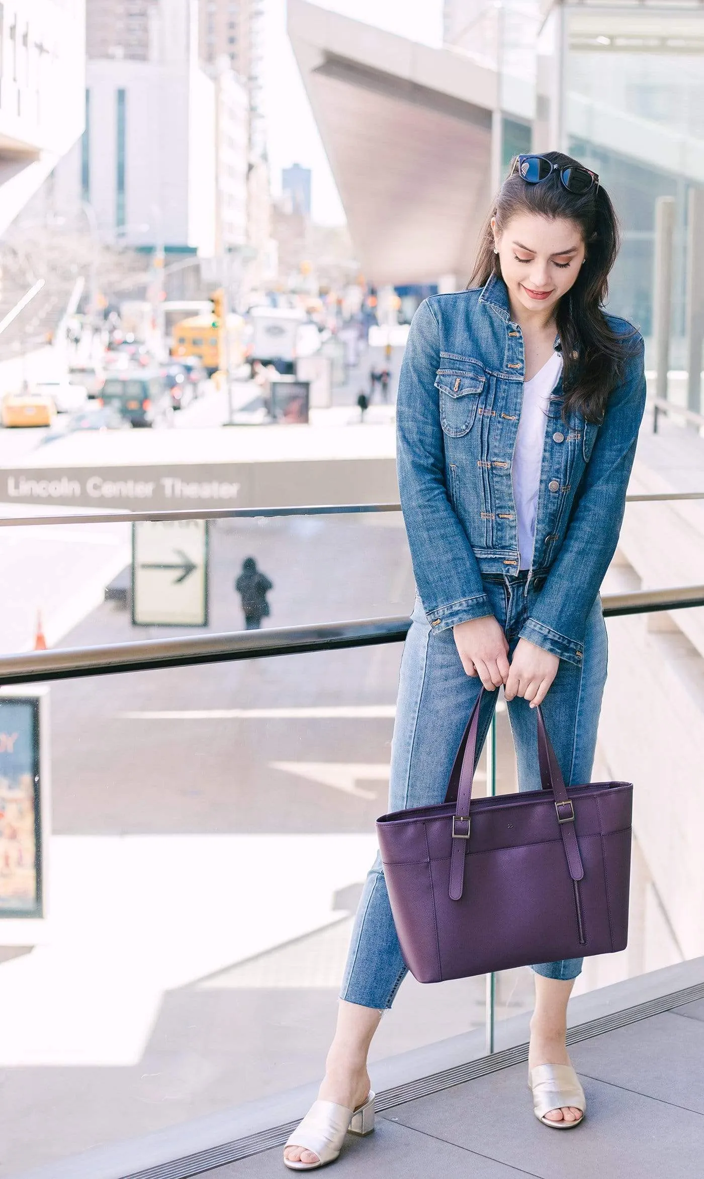 Miley Vegan Leather Laptop Bag | Purple