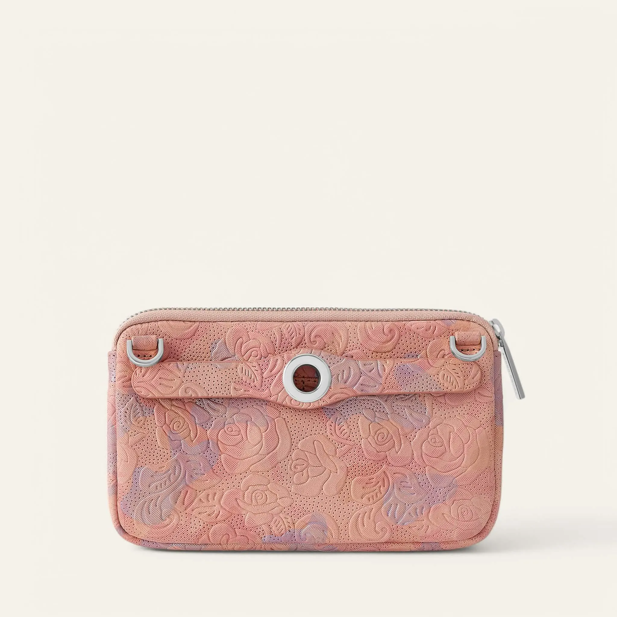 Millie Pouch | Garden of Roses with Silver hardware