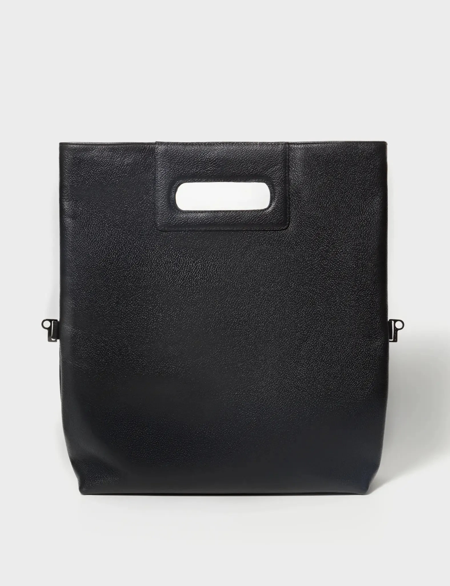 Milo Convertible Crossbody Bag - Black Leather Metal Platform Print