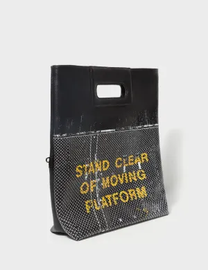 Milo Convertible Crossbody Bag - Black Leather Metal Platform Print