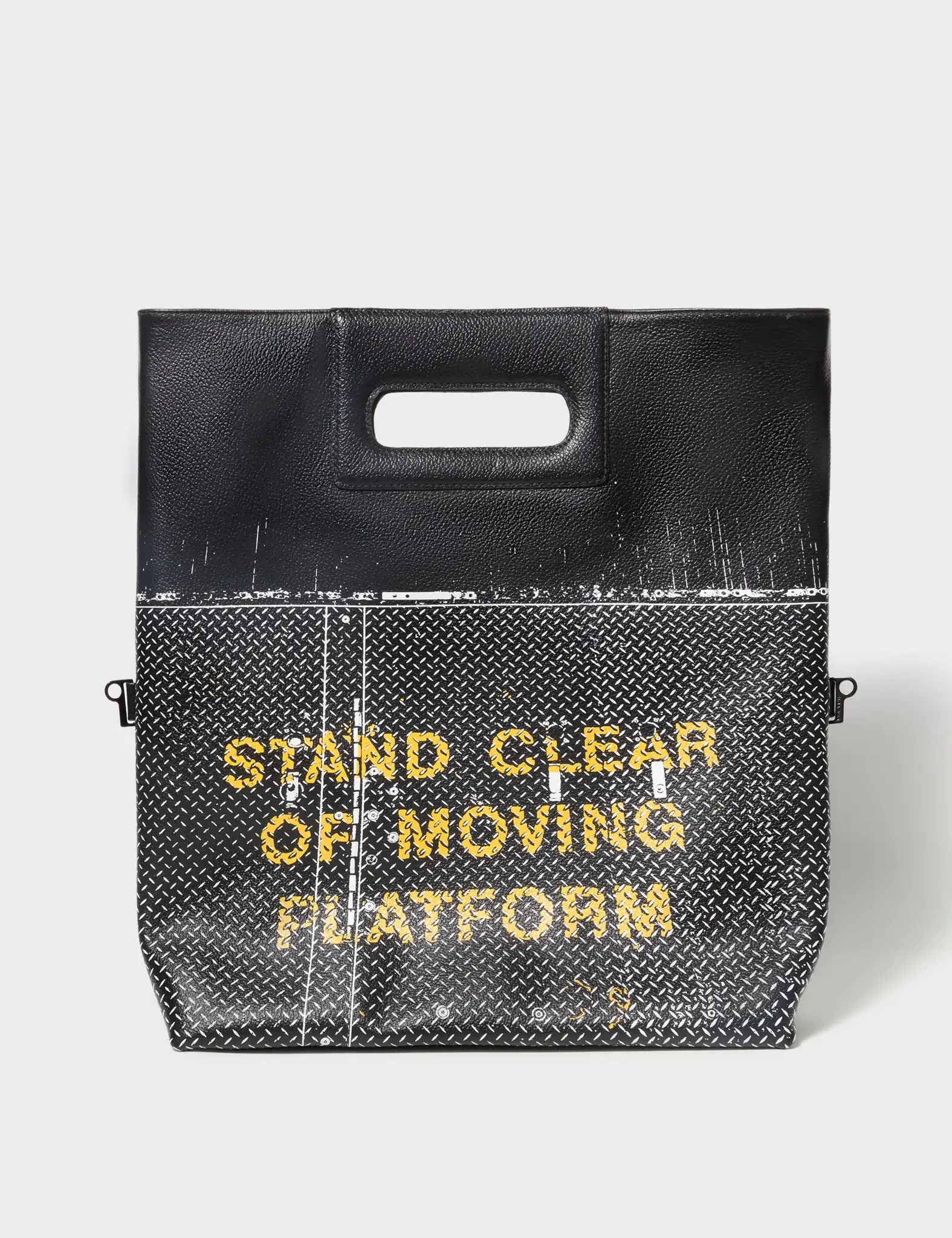 Milo Convertible Crossbody Bag - Black Leather Metal Platform Print