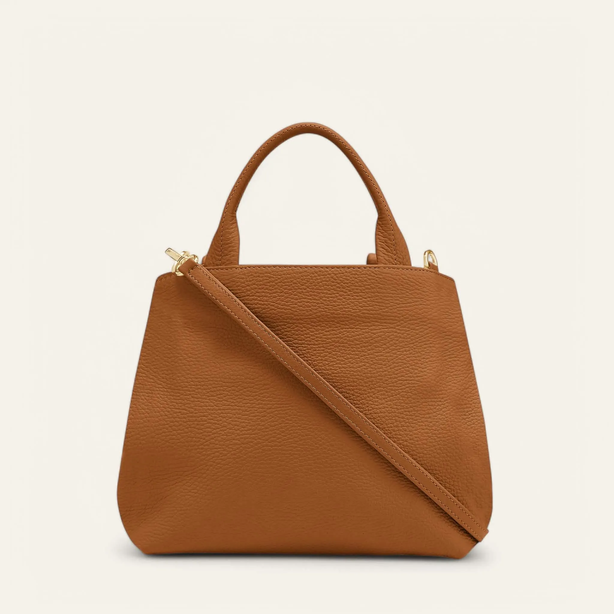 Mini D Tote | Tan with Gold hardware