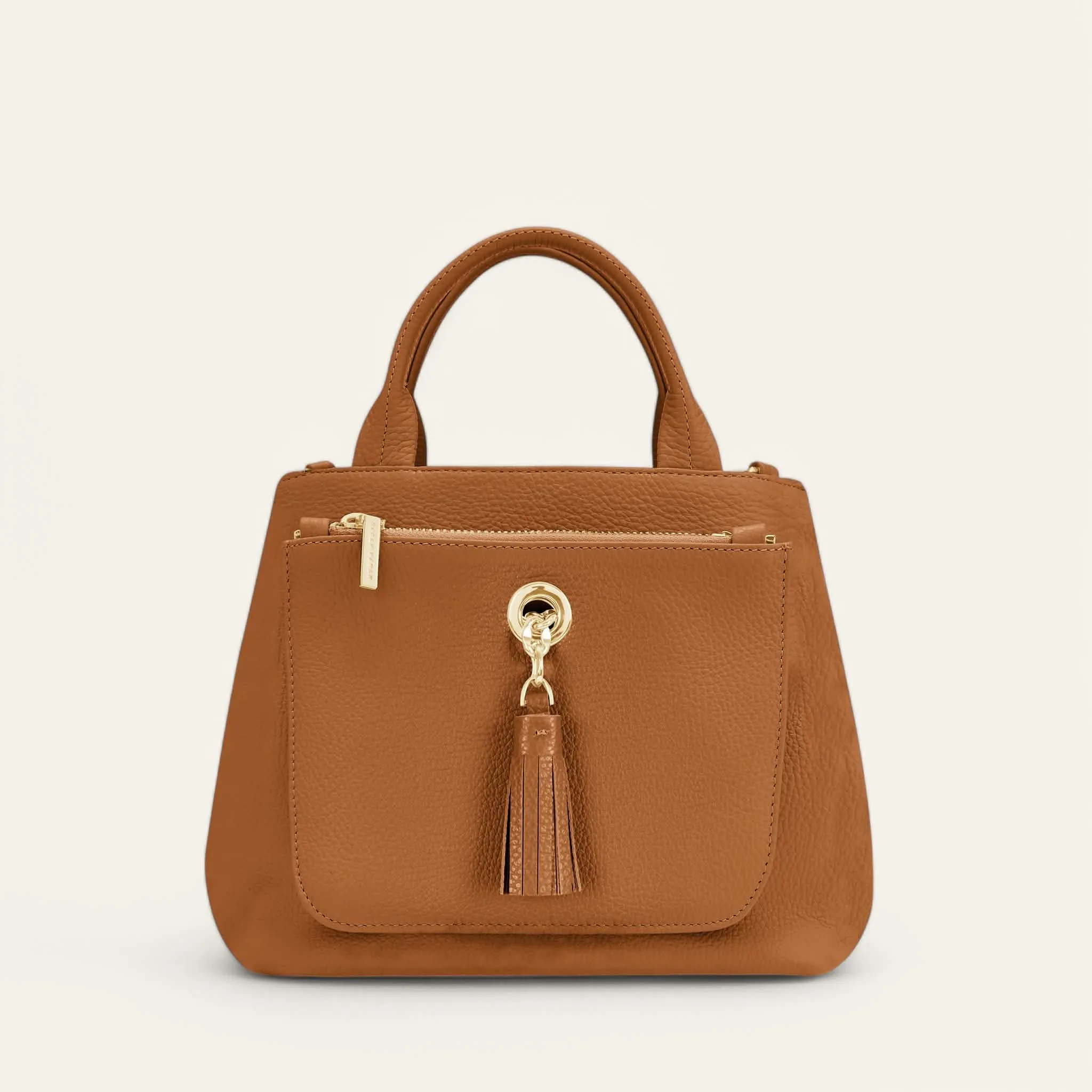 Mini D Tote | Tan with Gold hardware