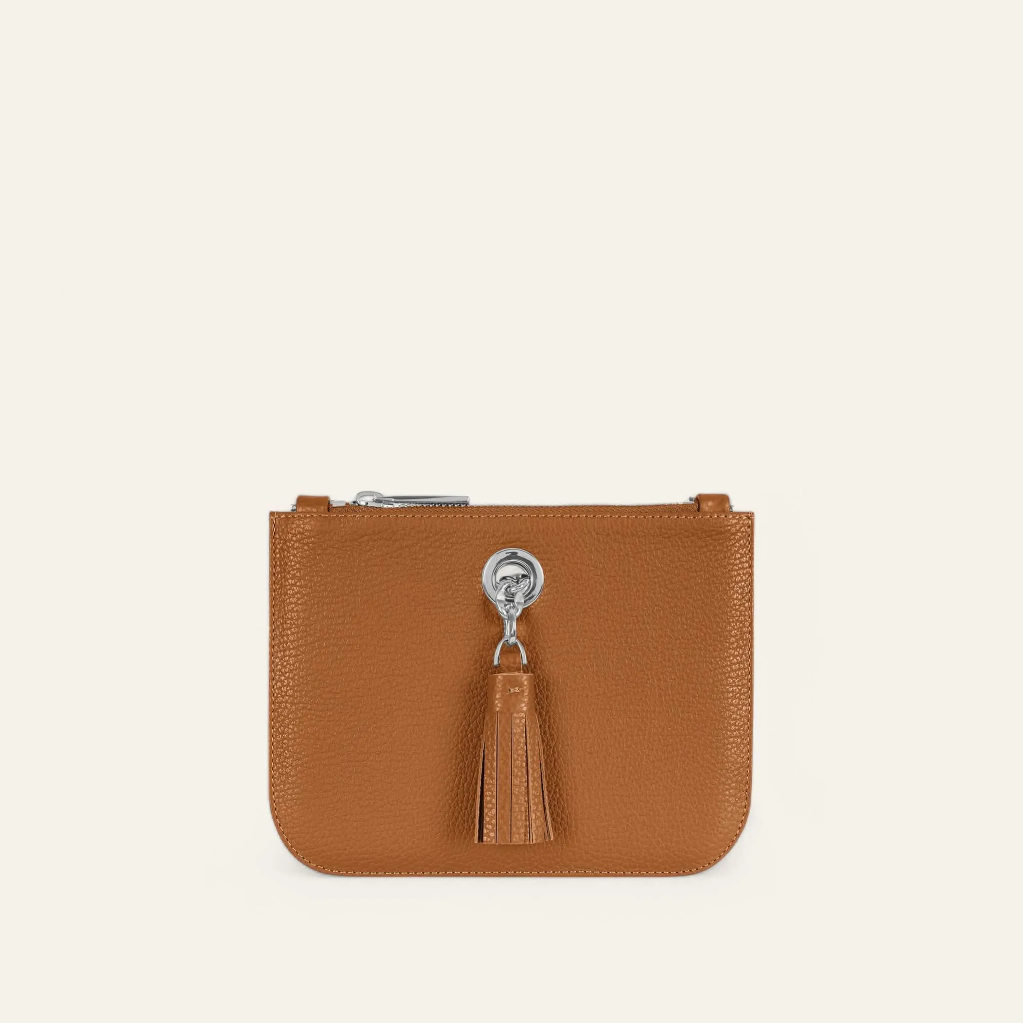Mini D Tote | Tan with Silver hardware