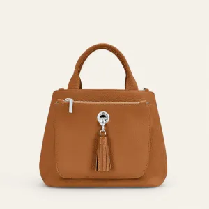 Mini D Tote | Tan with Silver hardware