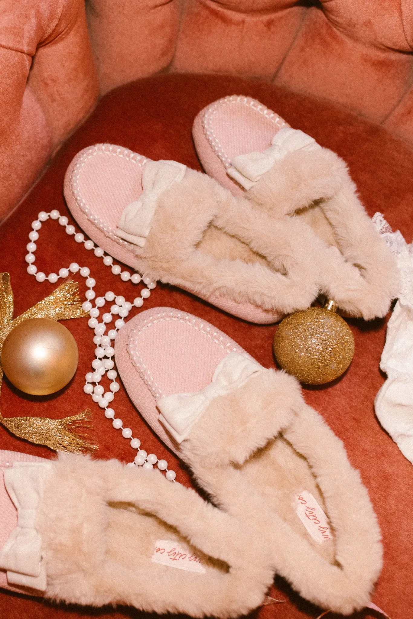 Mini Ivy Bow Slippers in Pink - FINAL SALE