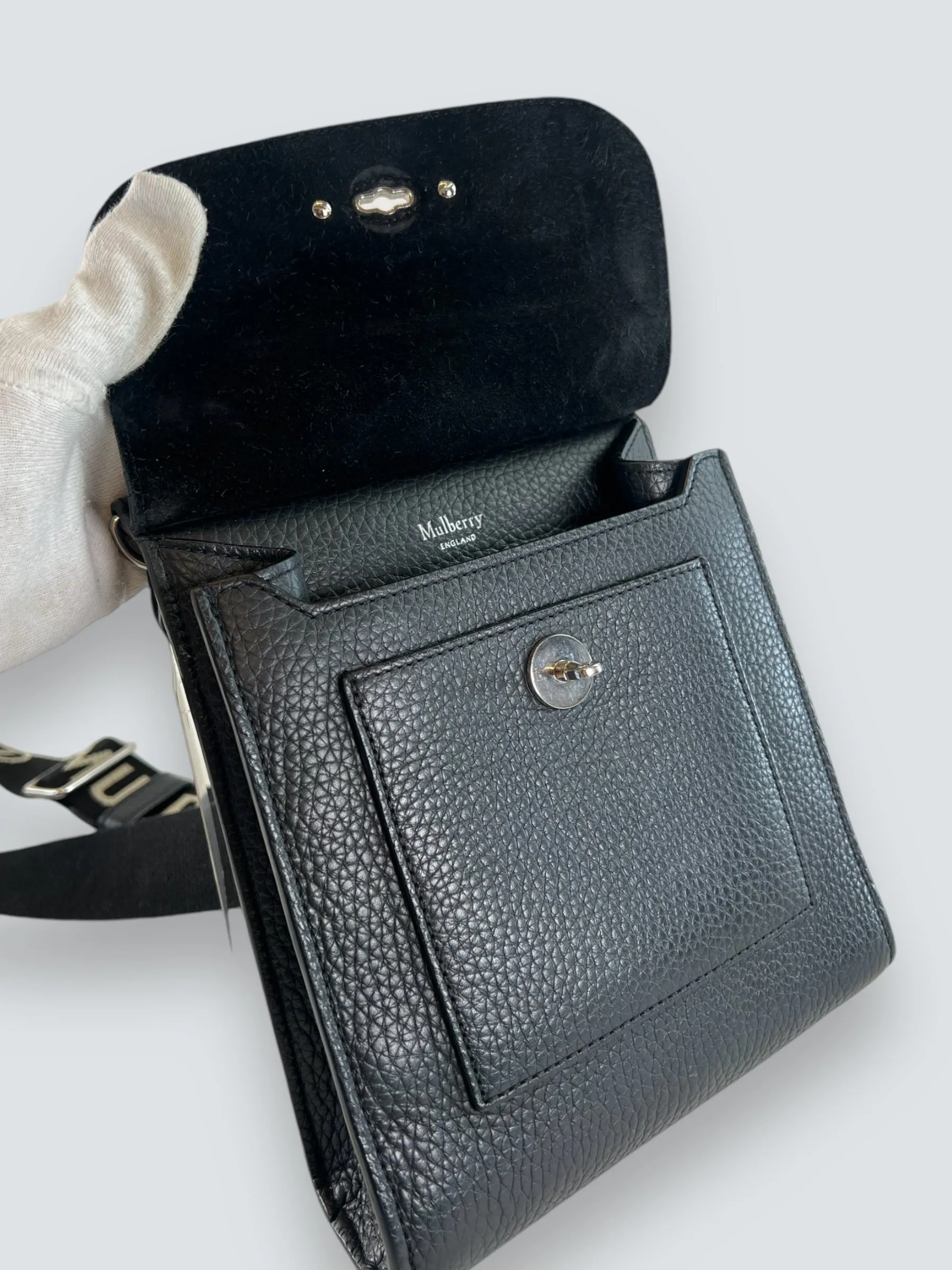 Mulberry Small Grey Leather Antony Messenger