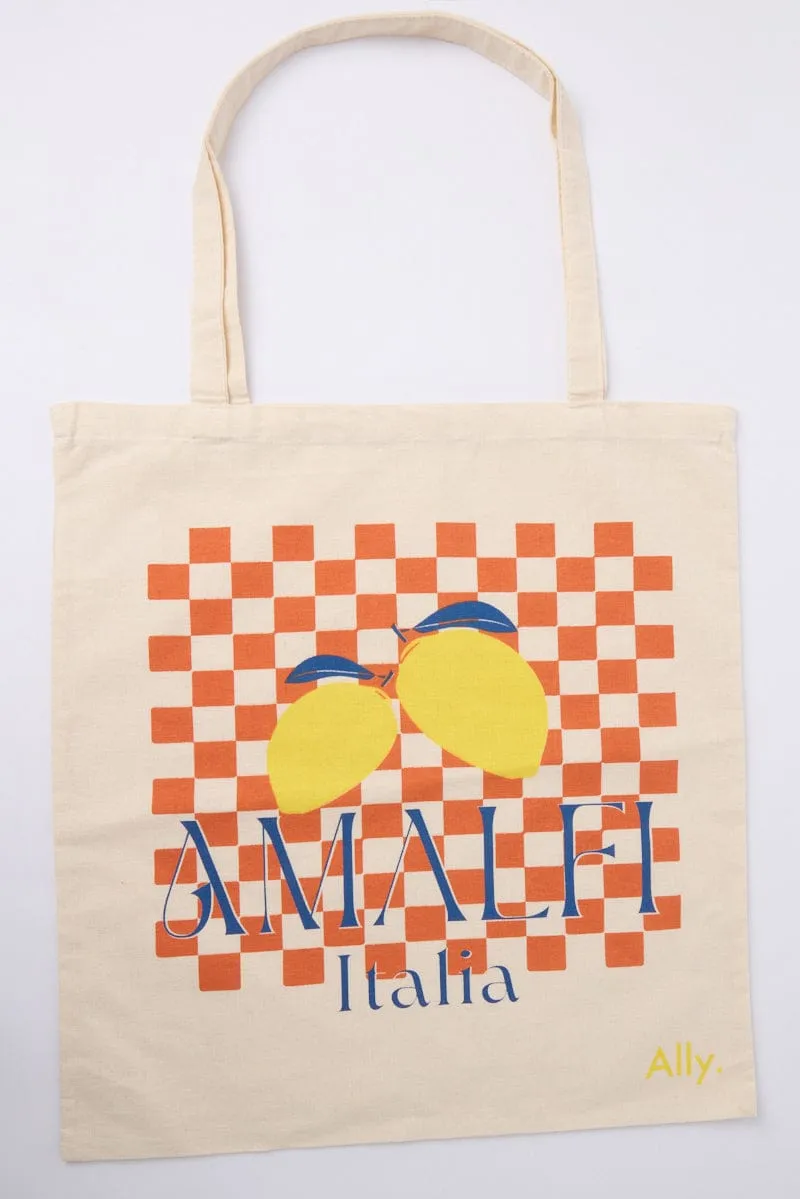 Multi Abstract Tote Bag Printed Amalfi Lemons