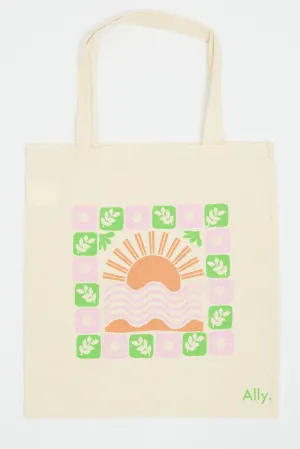 Multi Abstract Tote Bag Printed Sunset