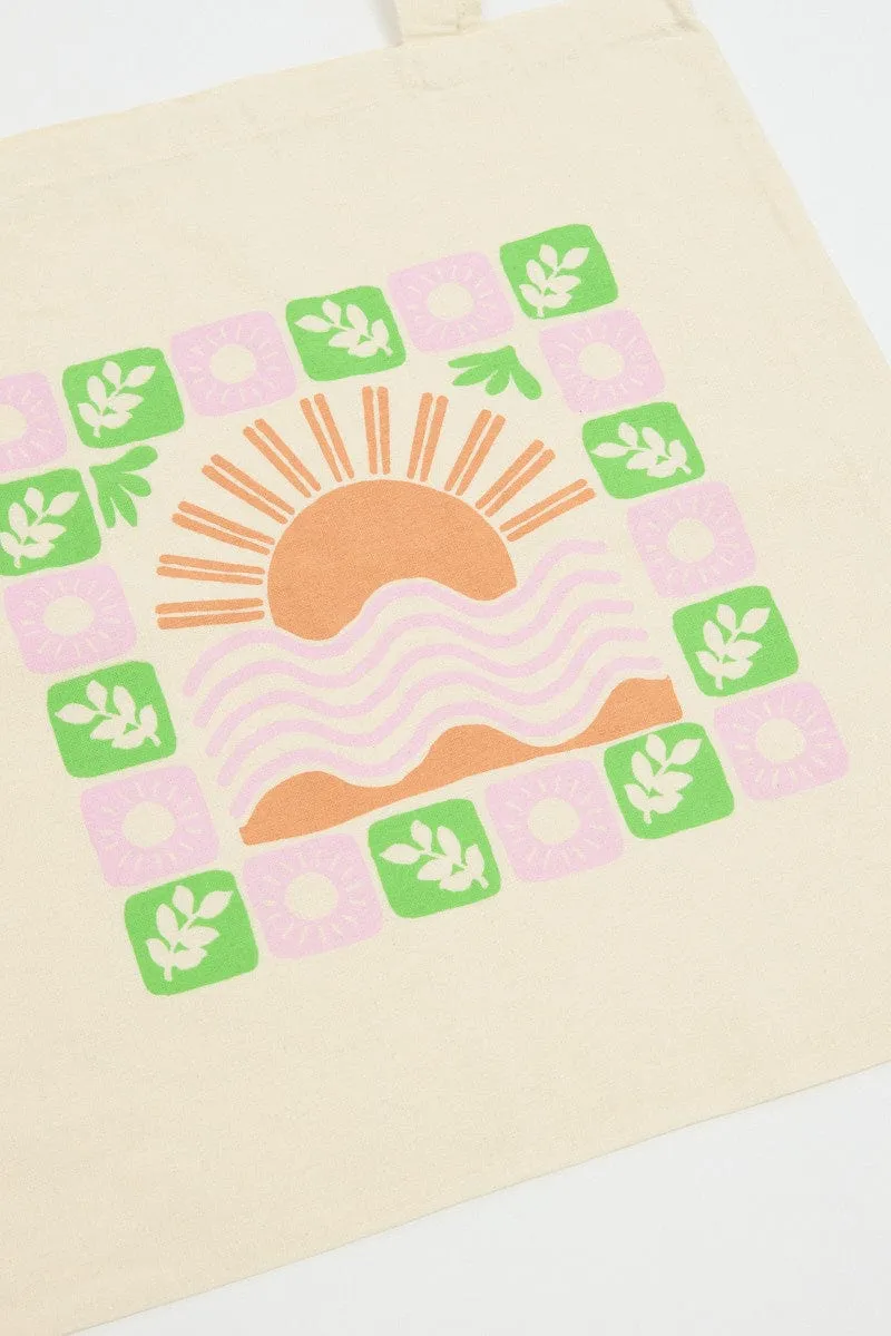 Multi Abstract Tote Bag Printed Sunset