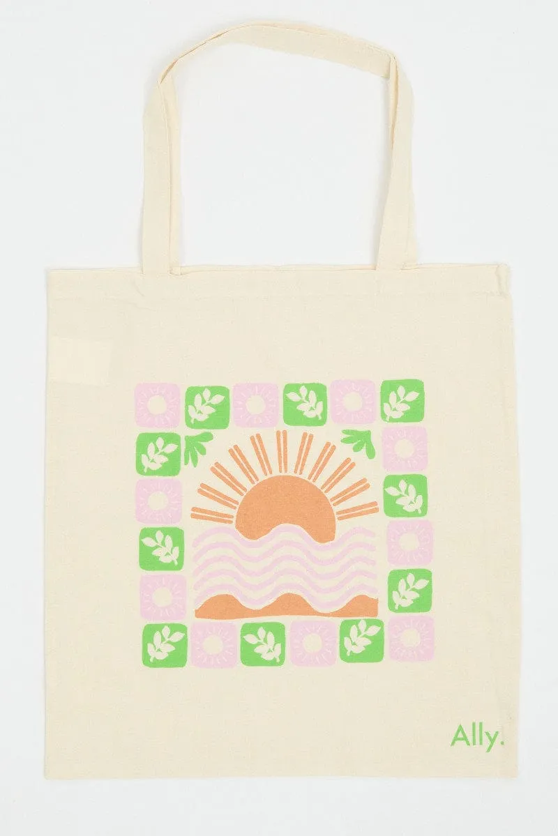 Multi Abstract Tote Bag Printed Sunset
