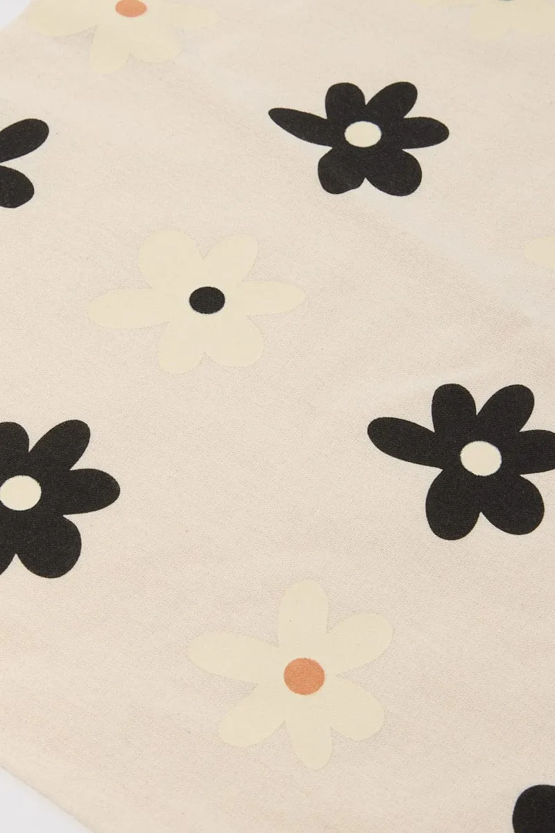 Multi Floral Tote Bag Printed Daisies