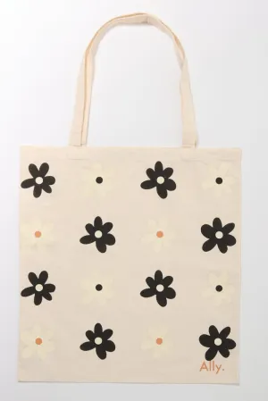 Multi Floral Tote Bag Printed Daisies