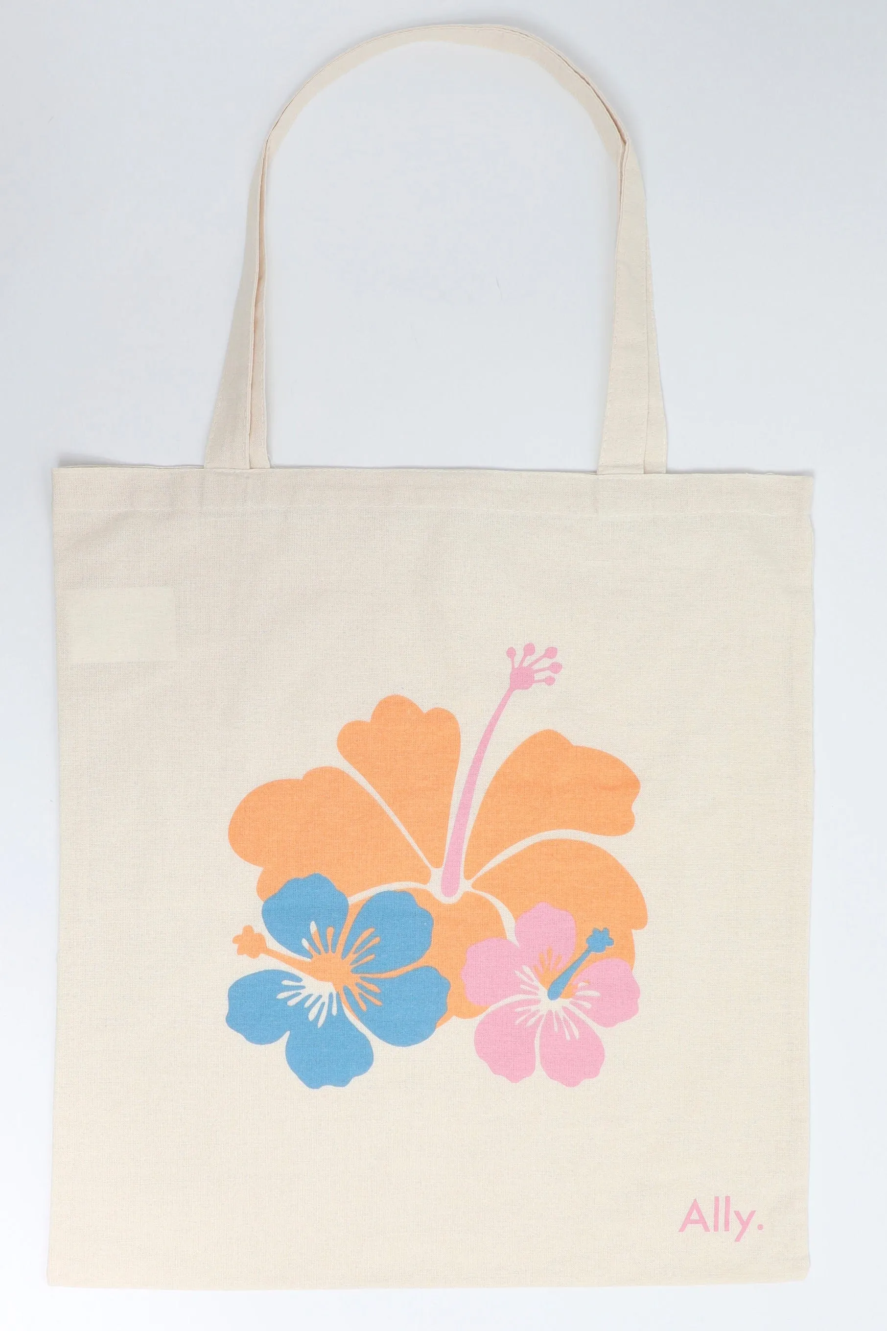 Multi Floral Tote Bag Printed Hibiscuses