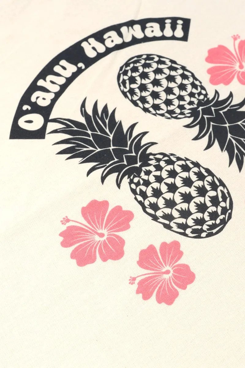 Multi Print Tote Bag Printed Hawaiian Pineapple Hibiscus
