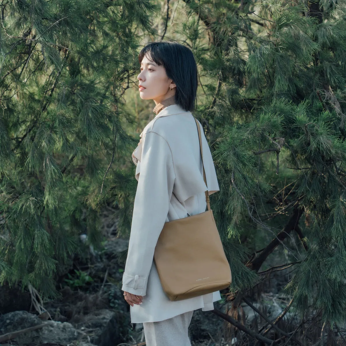 Narissa Leather Bucket Bag