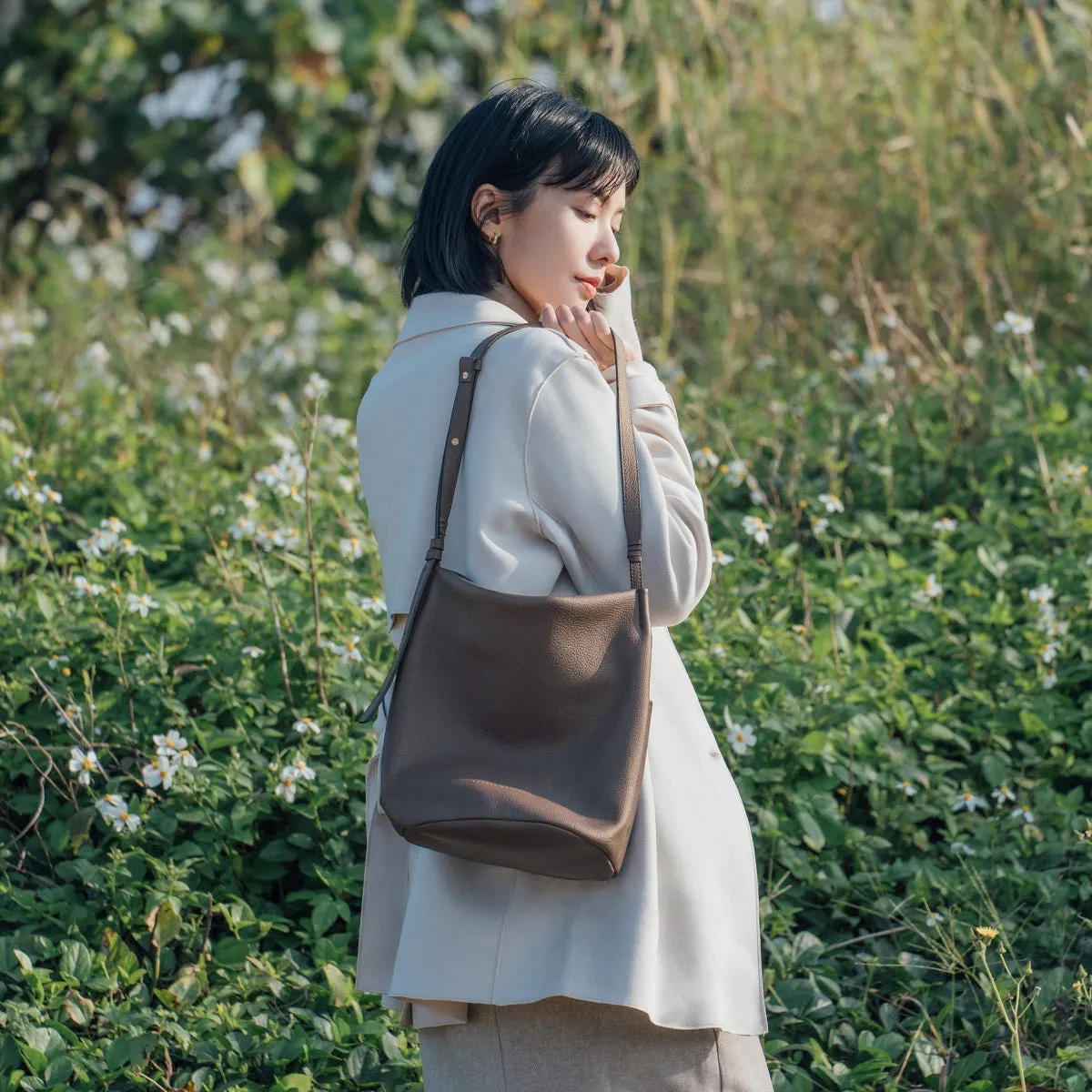 Narissa Leather Bucket Bag