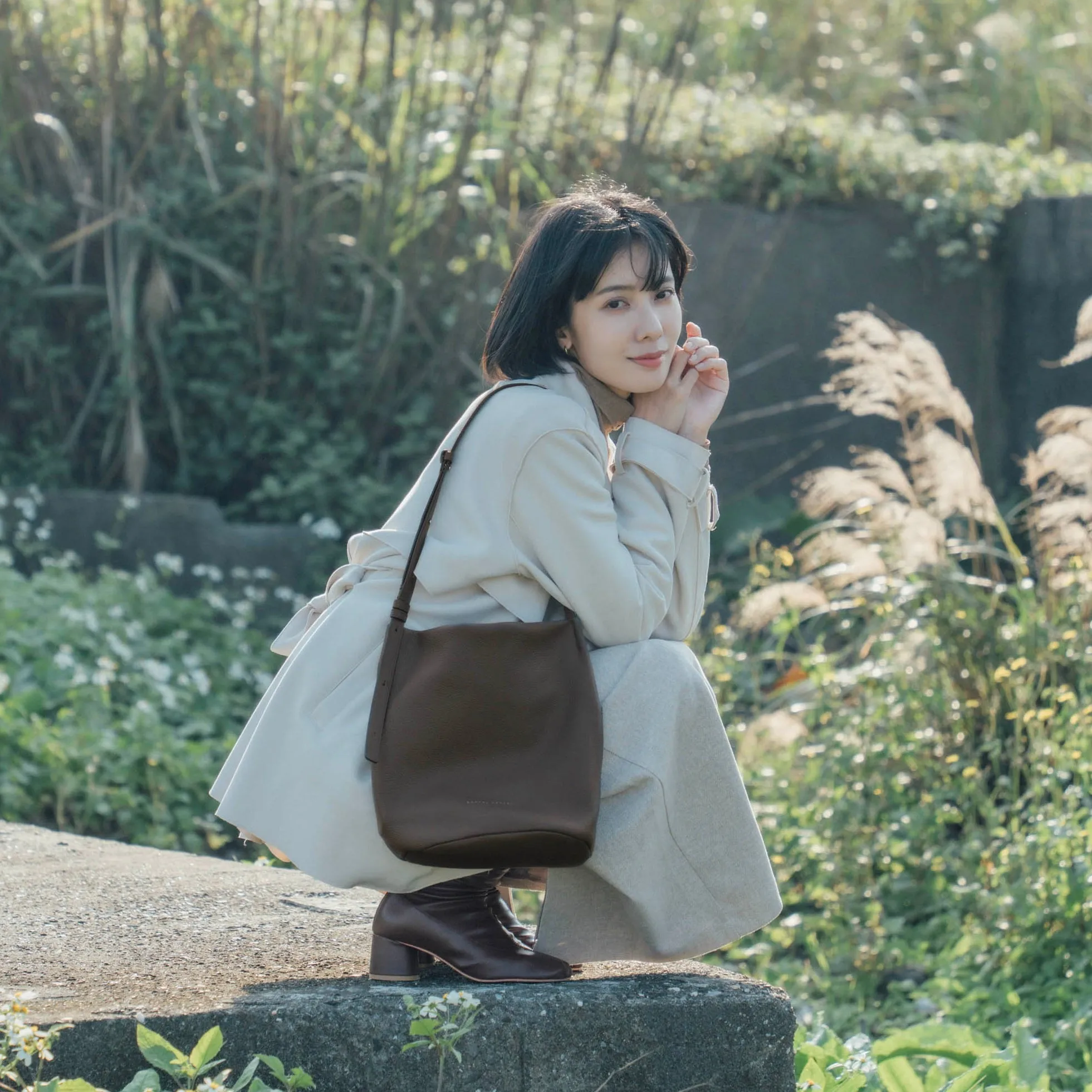Narissa Leather Bucket Bag