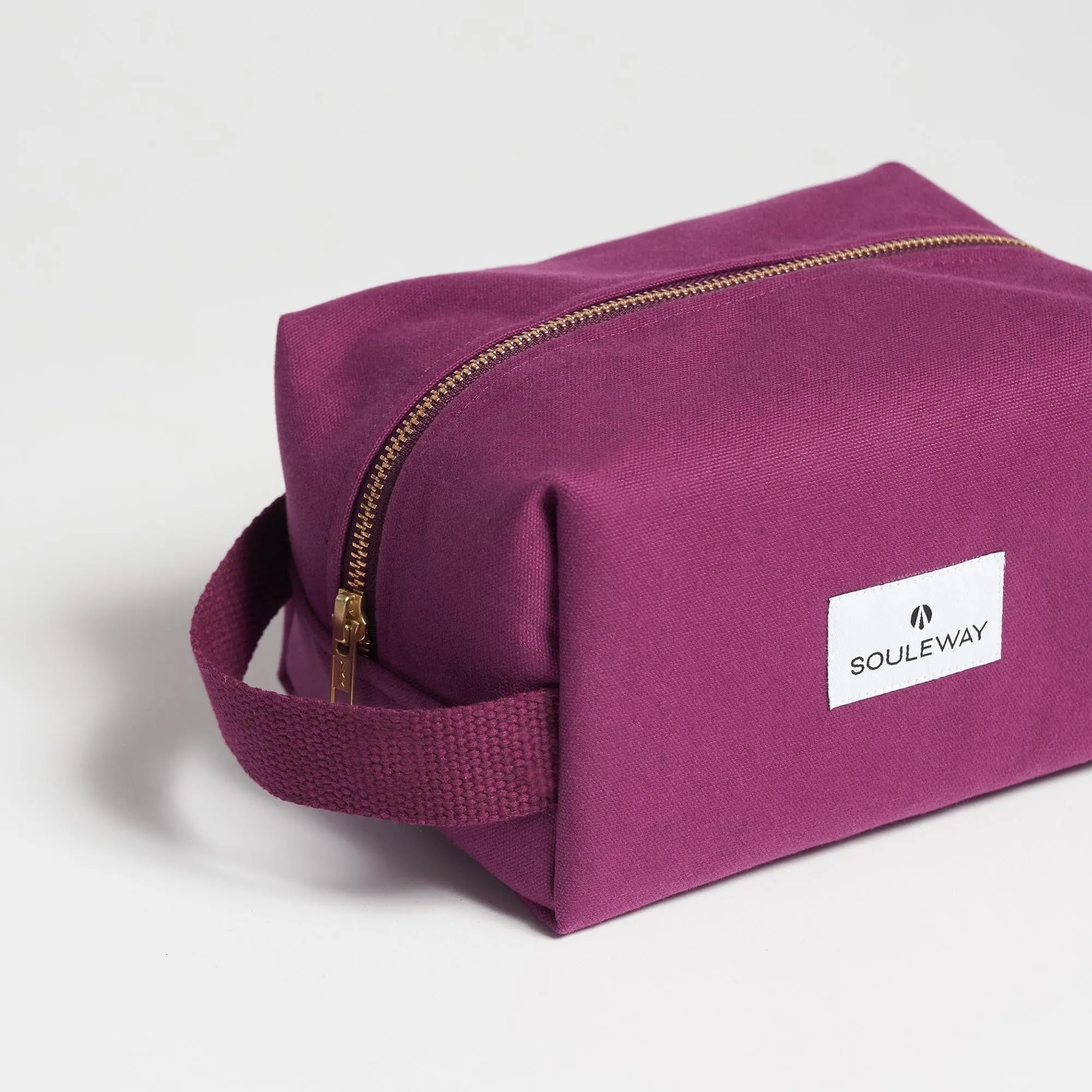 Natural Cotton Canvas Classic Washbag S | Bordeaux Red