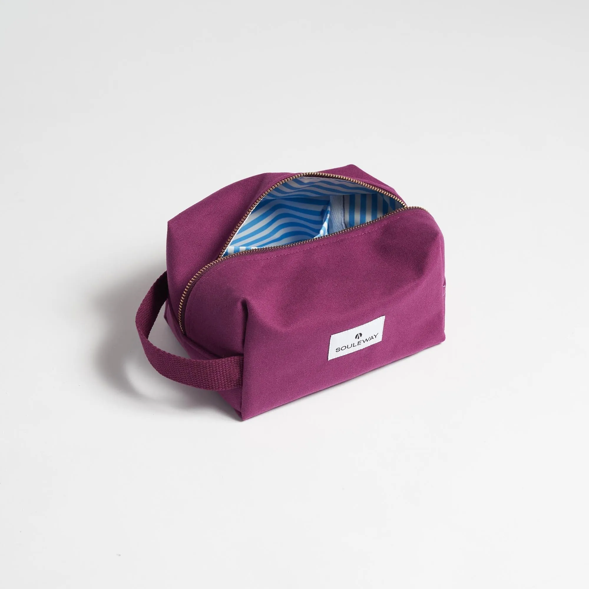 Natural Cotton Canvas Classic Washbag S | Bordeaux Red