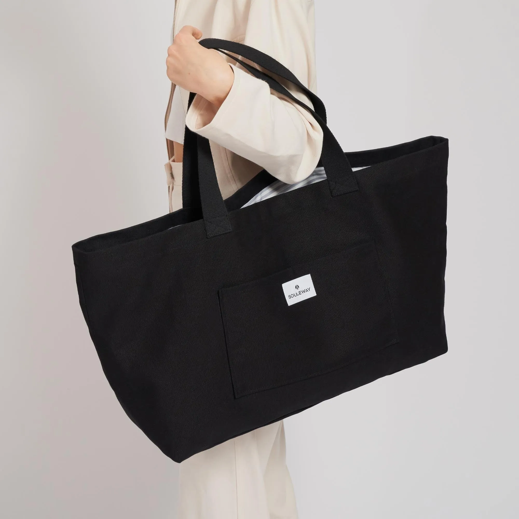 Natural Cotton Canvas Shopper | Black