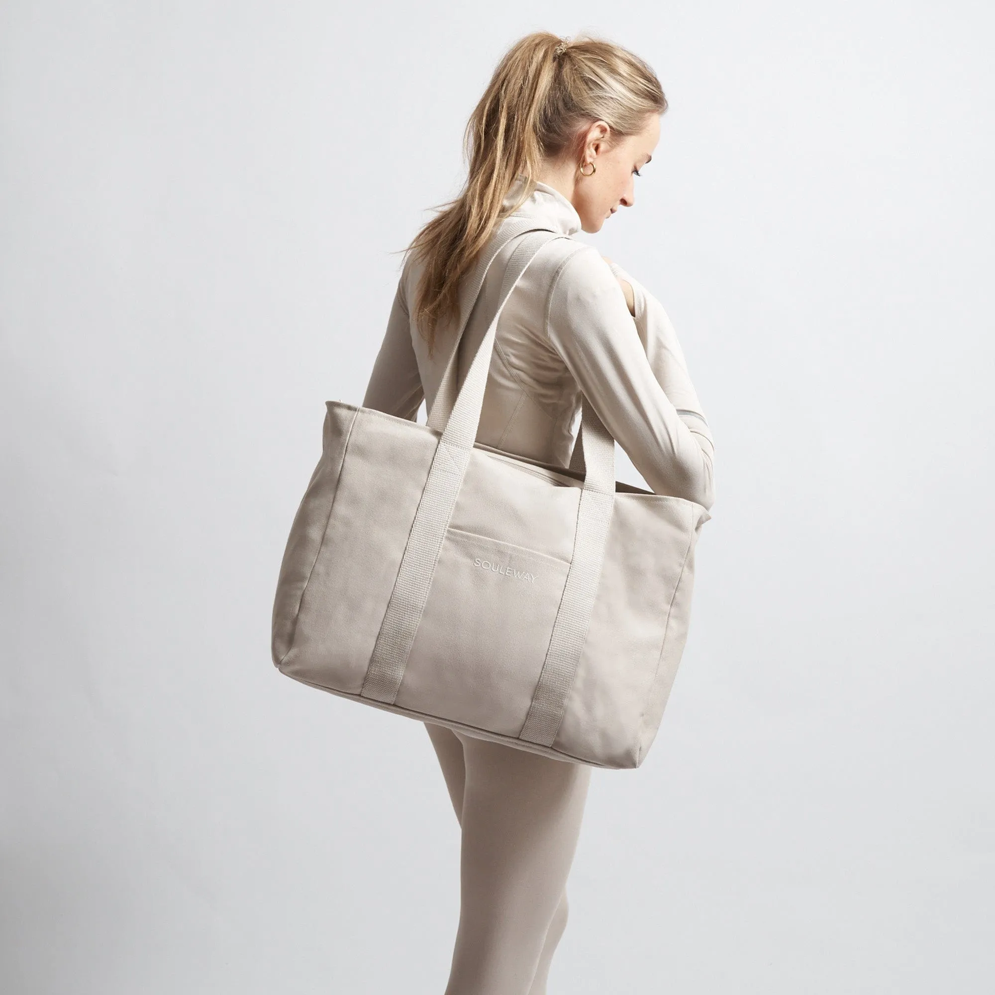 Natural Cotton Canvas Yoga Tote | Sand