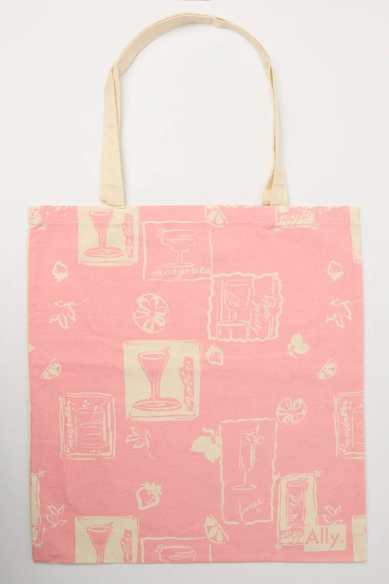 Pink Abstract Tote Bag Printed Happy Hour