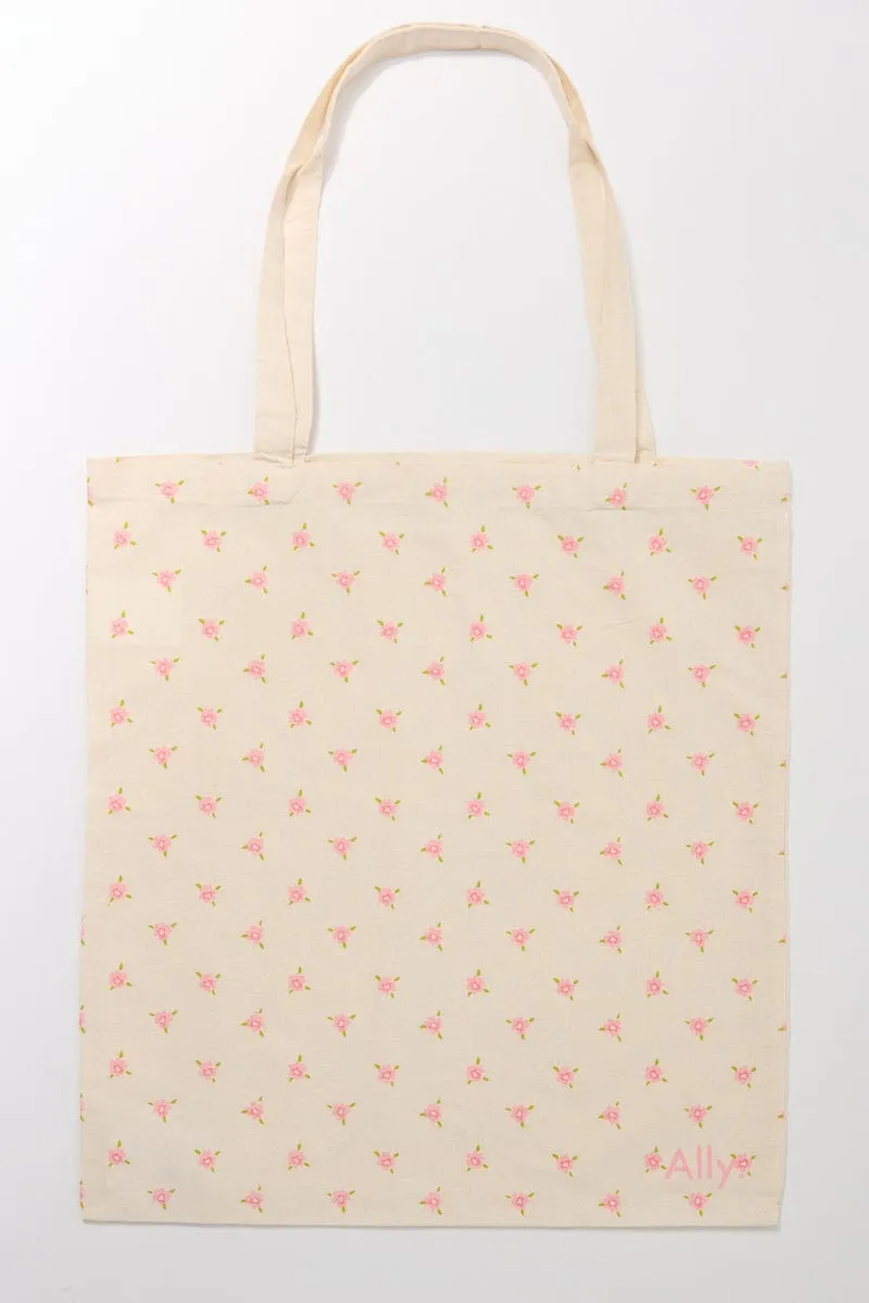 Pink Ditsy Tote Bag Printed Roses