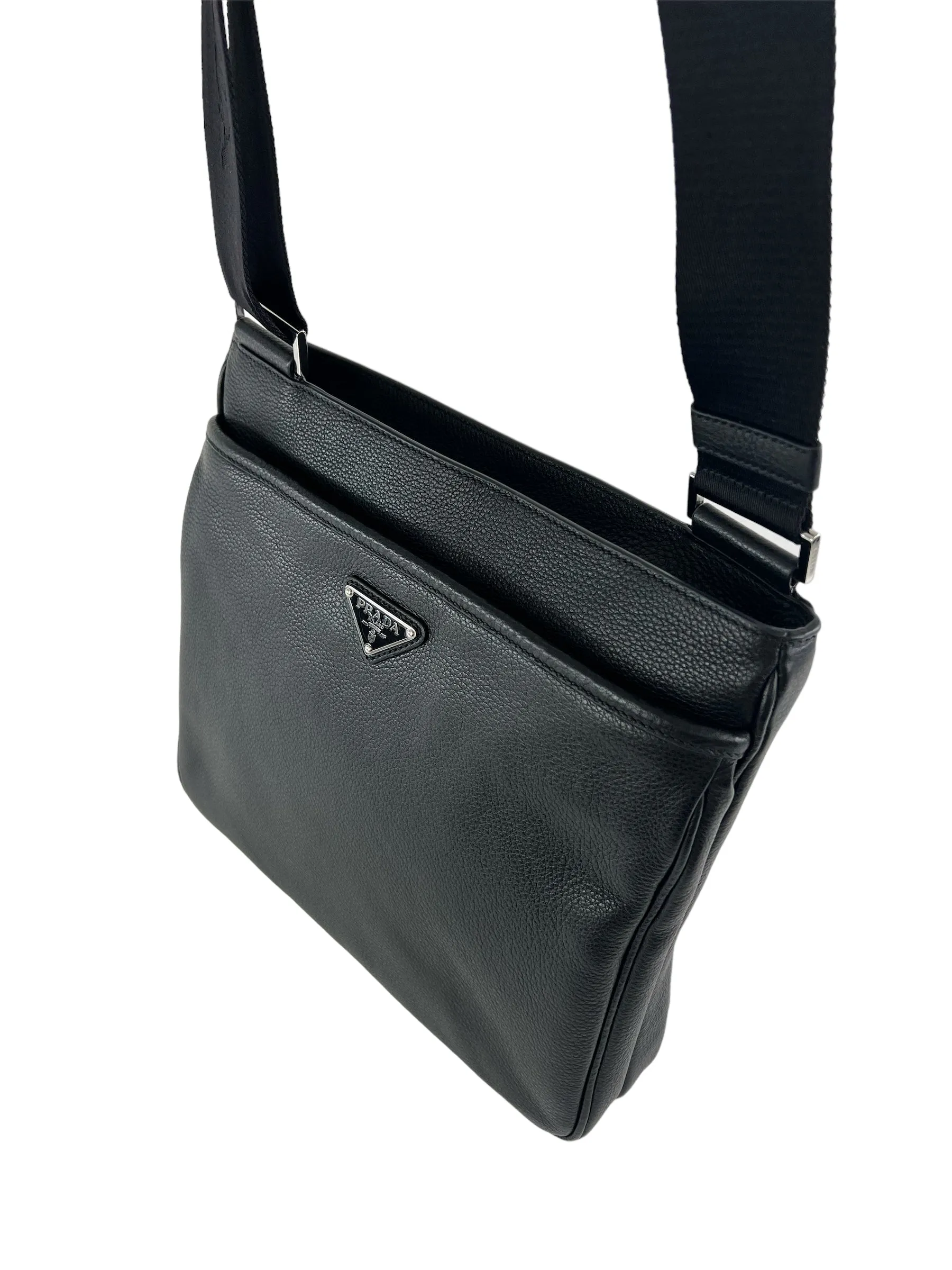 Prada Black Leather Messenger / Crossbody