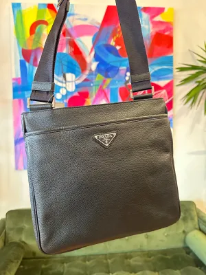 Prada Black Leather Messenger / Crossbody