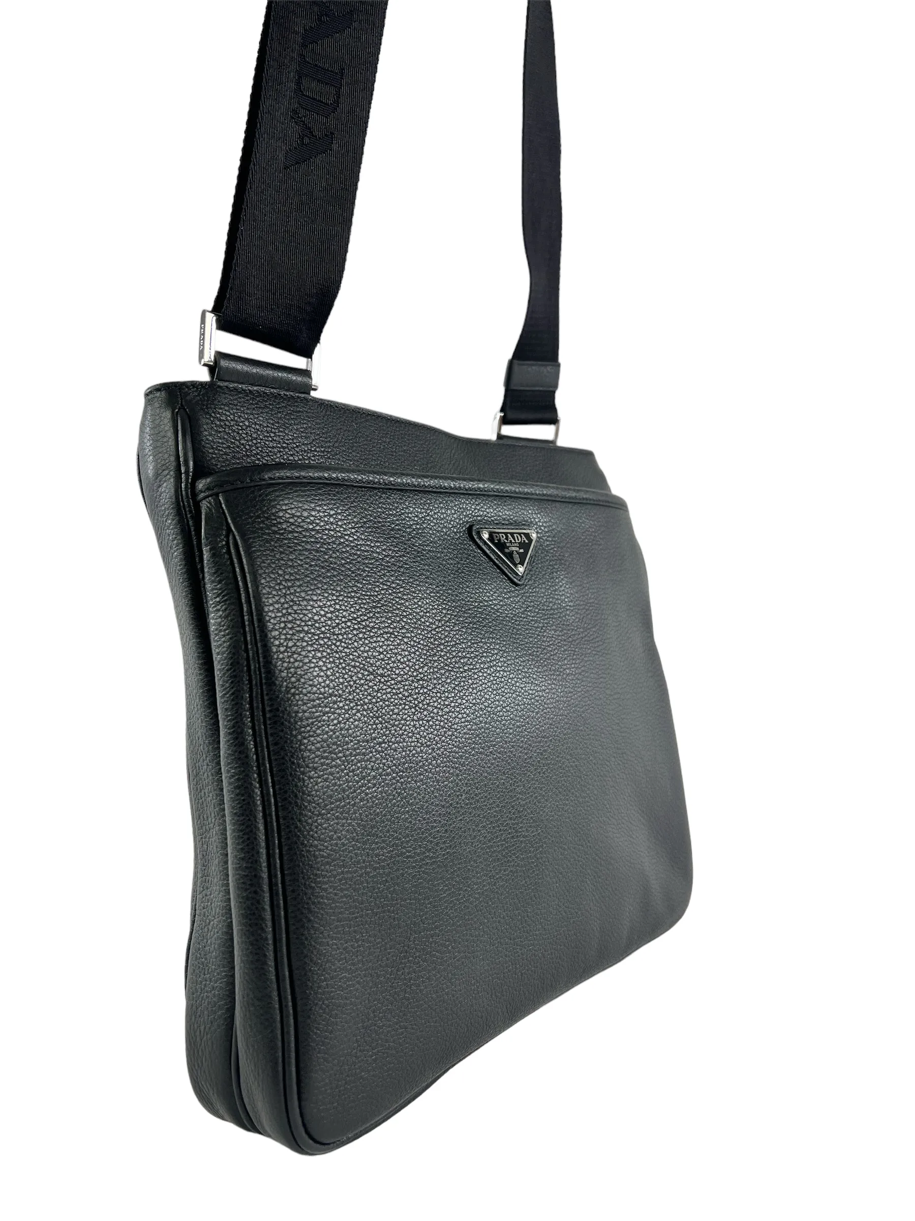 Prada Black Leather Messenger / Crossbody