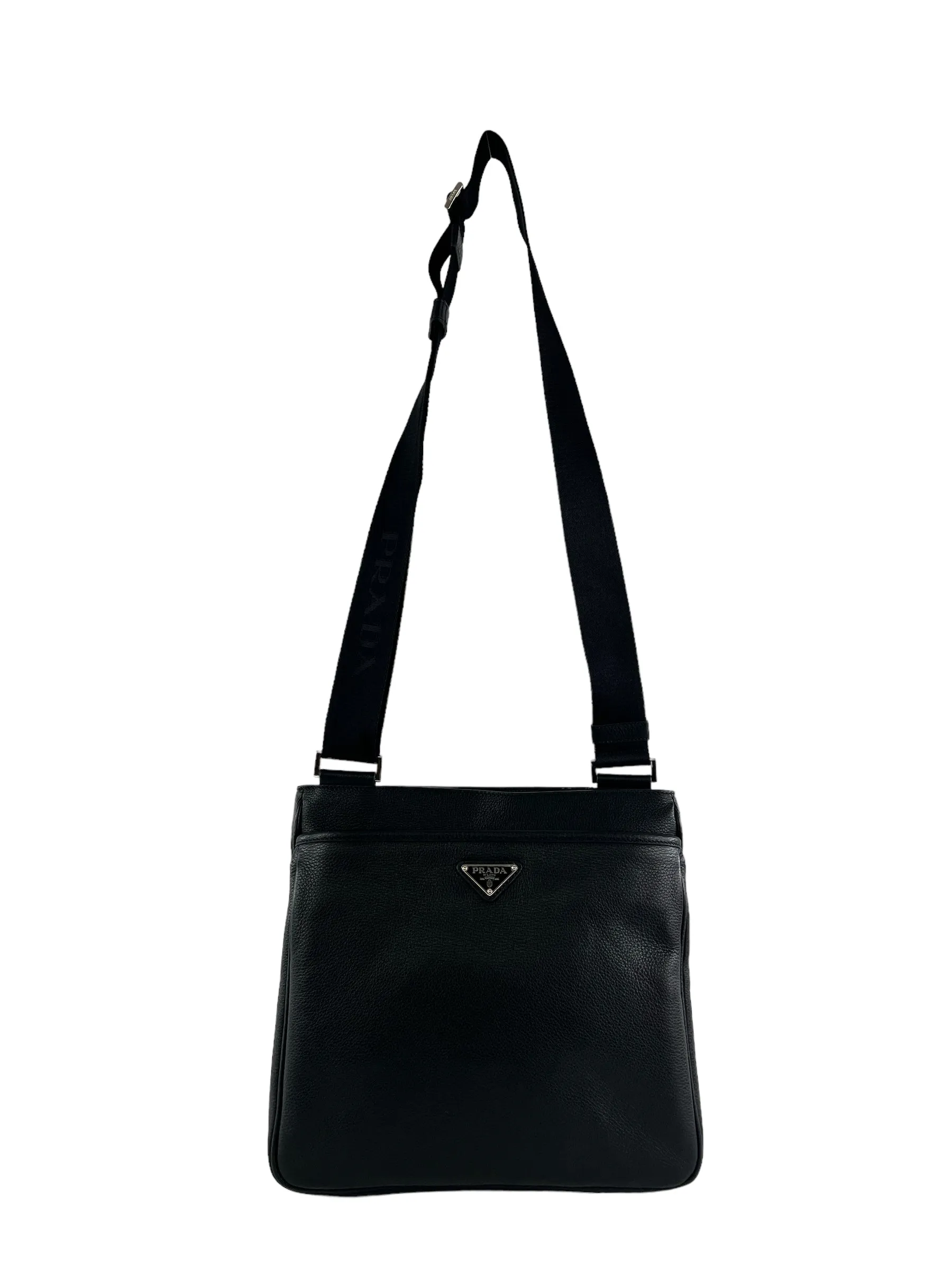 Prada Black Leather Messenger / Crossbody