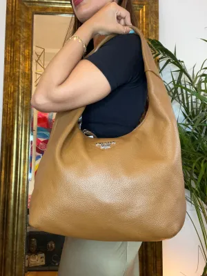 Prada Tan Pebbled Leather Hobo