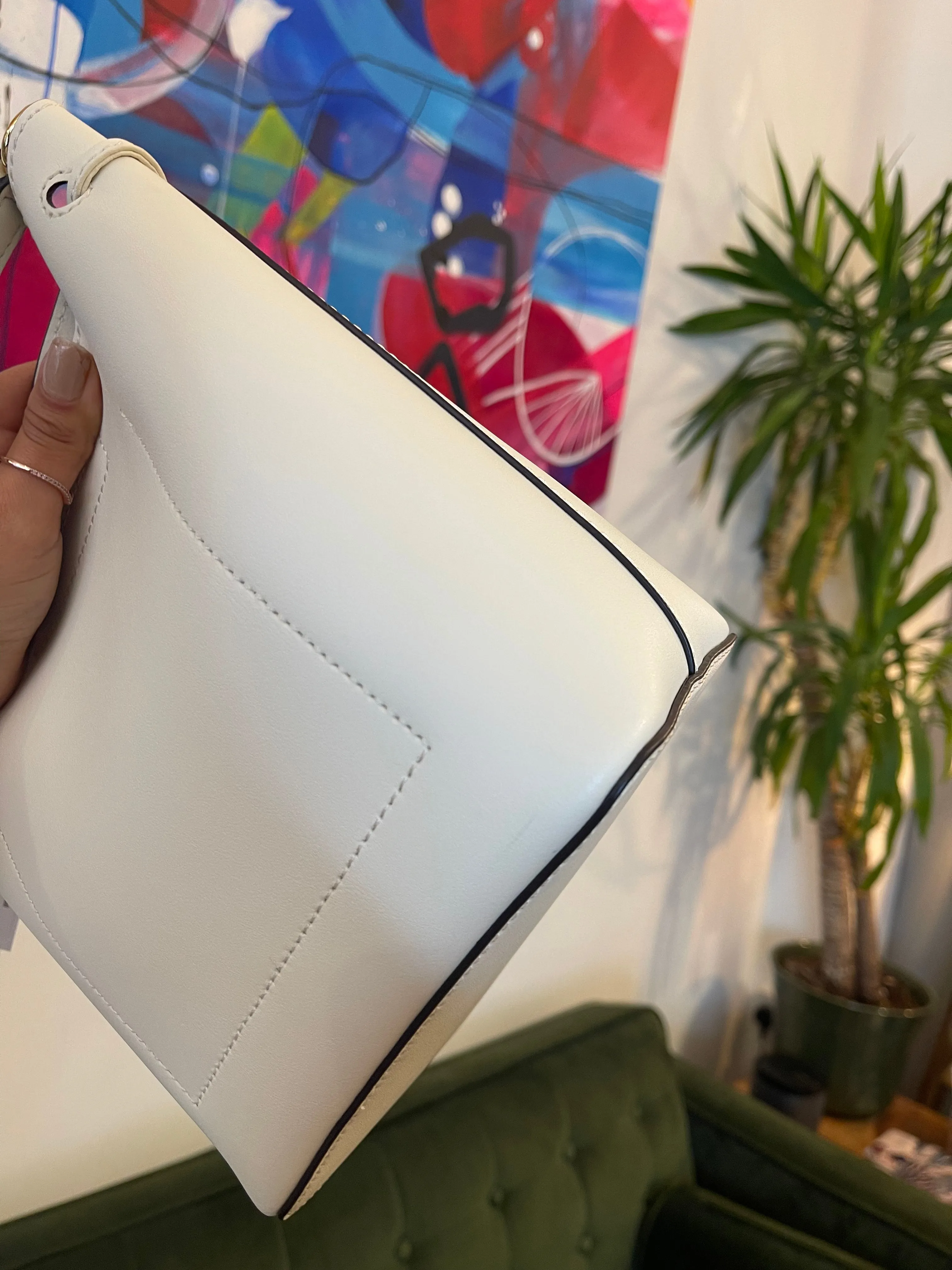 Ralph Lauren White Leather Bucket Bag