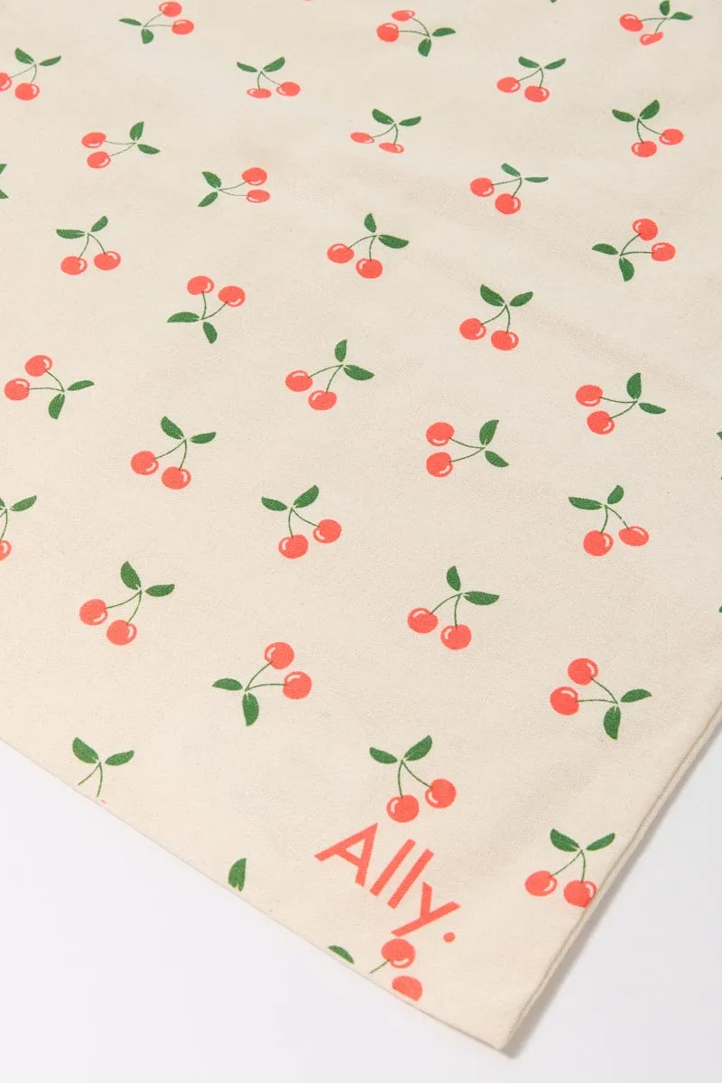 Red Ditsy Tote Bag Printed Cherry Ditsy