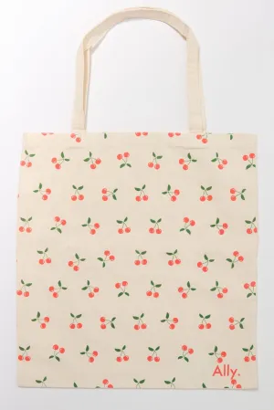 Red Ditsy Tote Bag Printed Cherry Ditsy