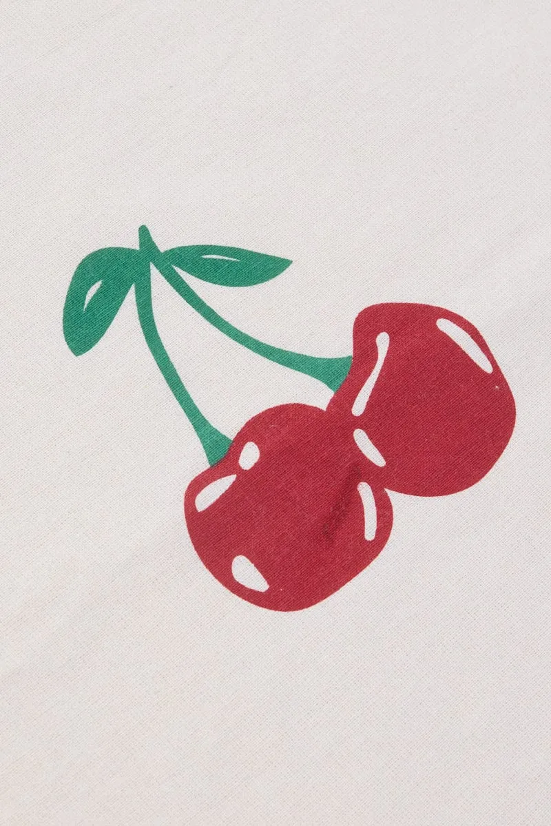 Red Print Tote Bag Printed Cherry